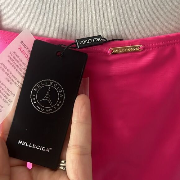 Relleciga Neon Rose Tummy Control Ruched Swimwear Strapless One Piece - Picture 8 of 12